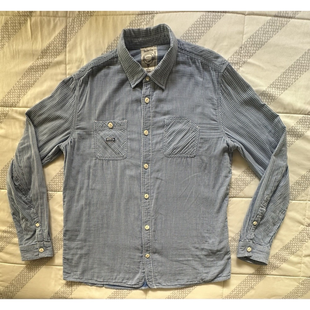 Diesel‎ Co. Men's XXL Slim Fit Gingham Shirt  - Leather Detail Lined